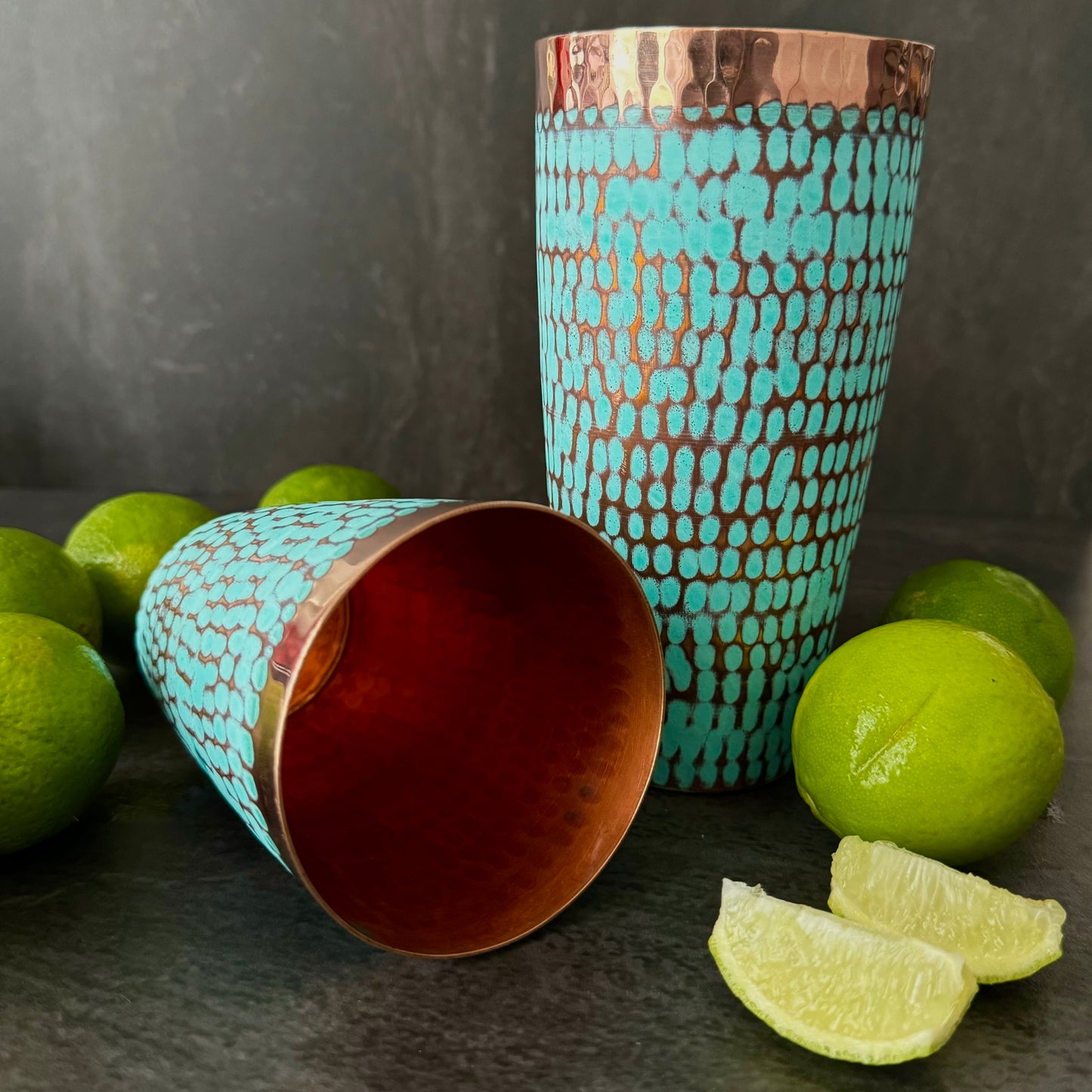 Mexican Handmade Copper 24 oz. Boston Shaker- Emerald CoLores Decor | Mexican Artisan Decor