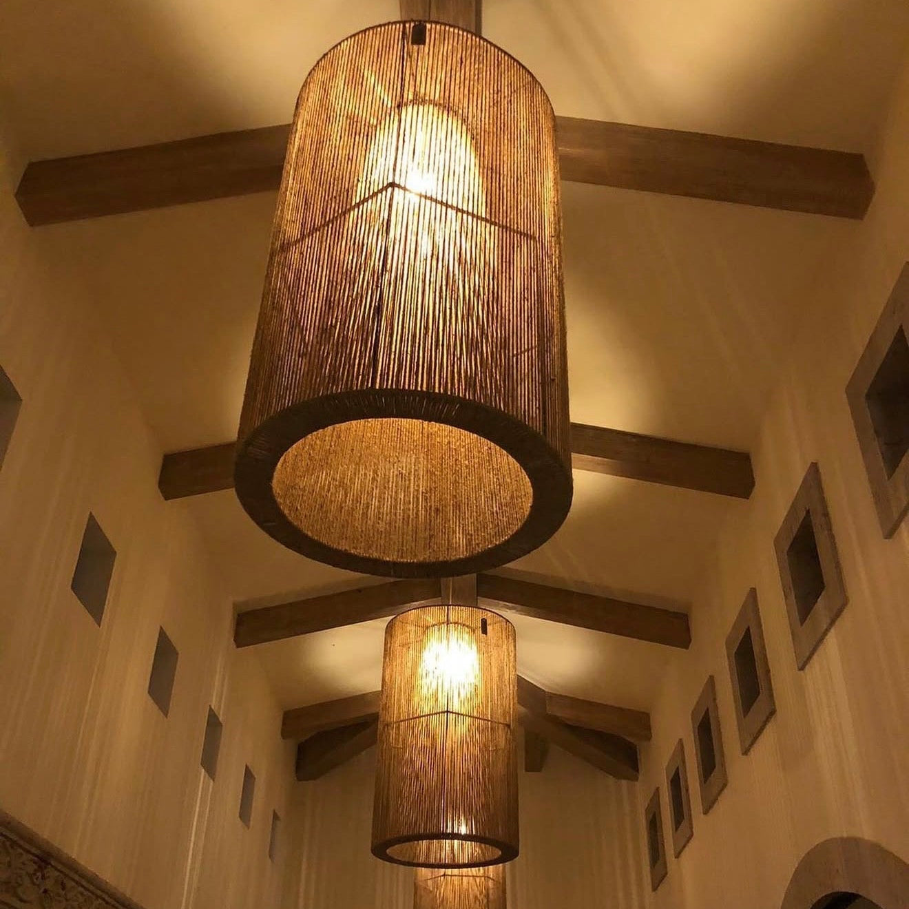 Mexican Handmade Jute Light Fixture- HaLia CoLores Decor | Mexican Artisan Decor