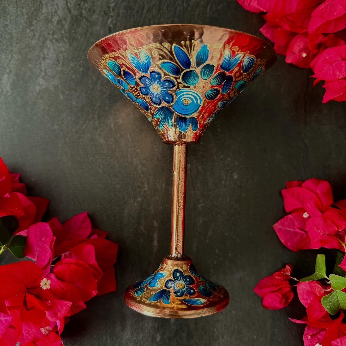 Mexican Copper 14 oz. Martini Glass- Zamora Azul CoLores Decor