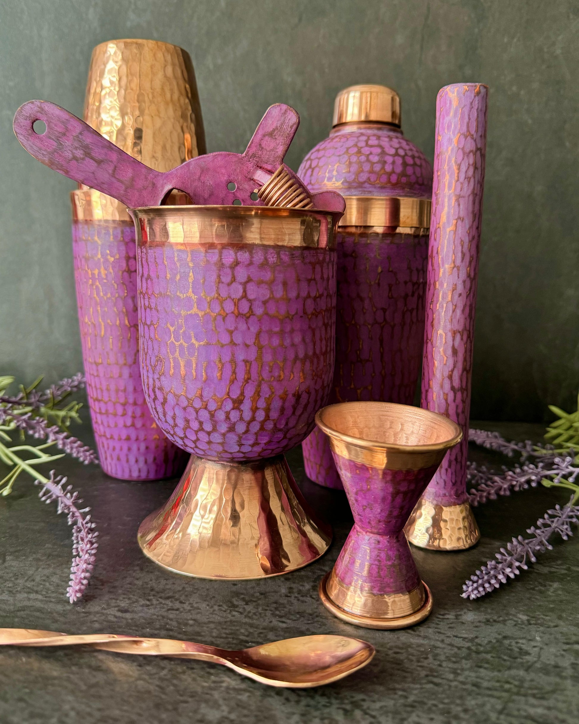 Mexican Handmade Copper 24 oz. Cobbler Shaker- Lavender CoLores Decor | Mexican Artisan Decor
