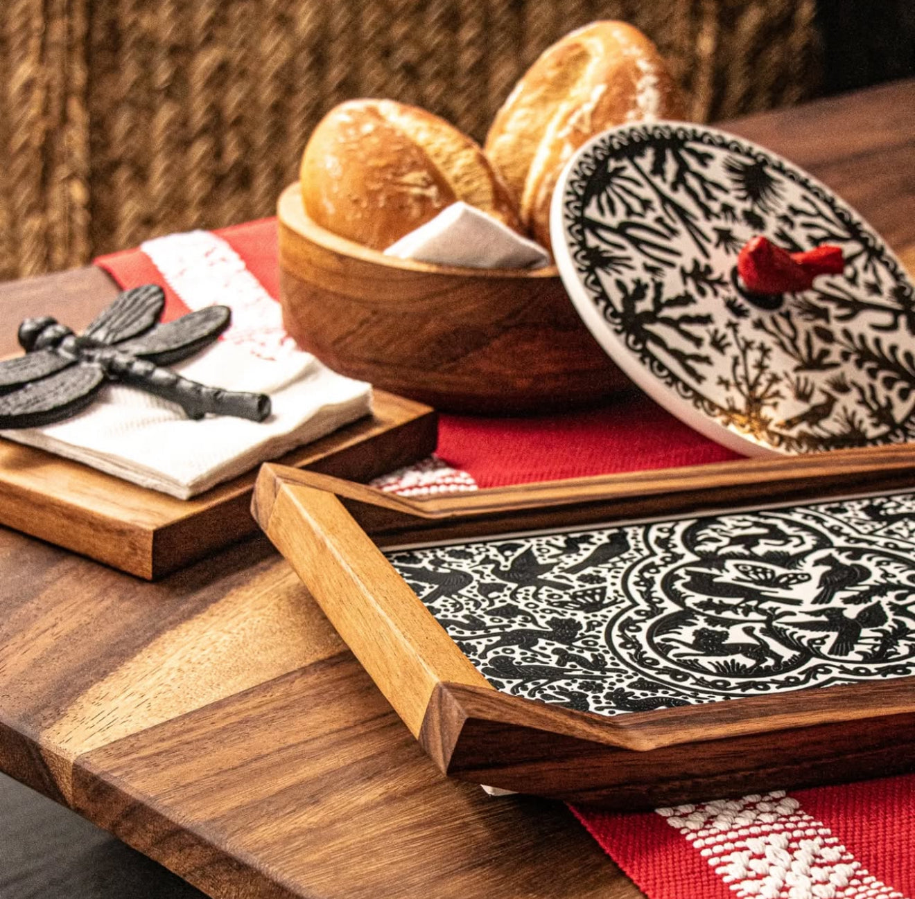 Mexican Handmade Parota Wood Tortilla Warmer - Olinala Colores Decor l Mexican Artisan Decor