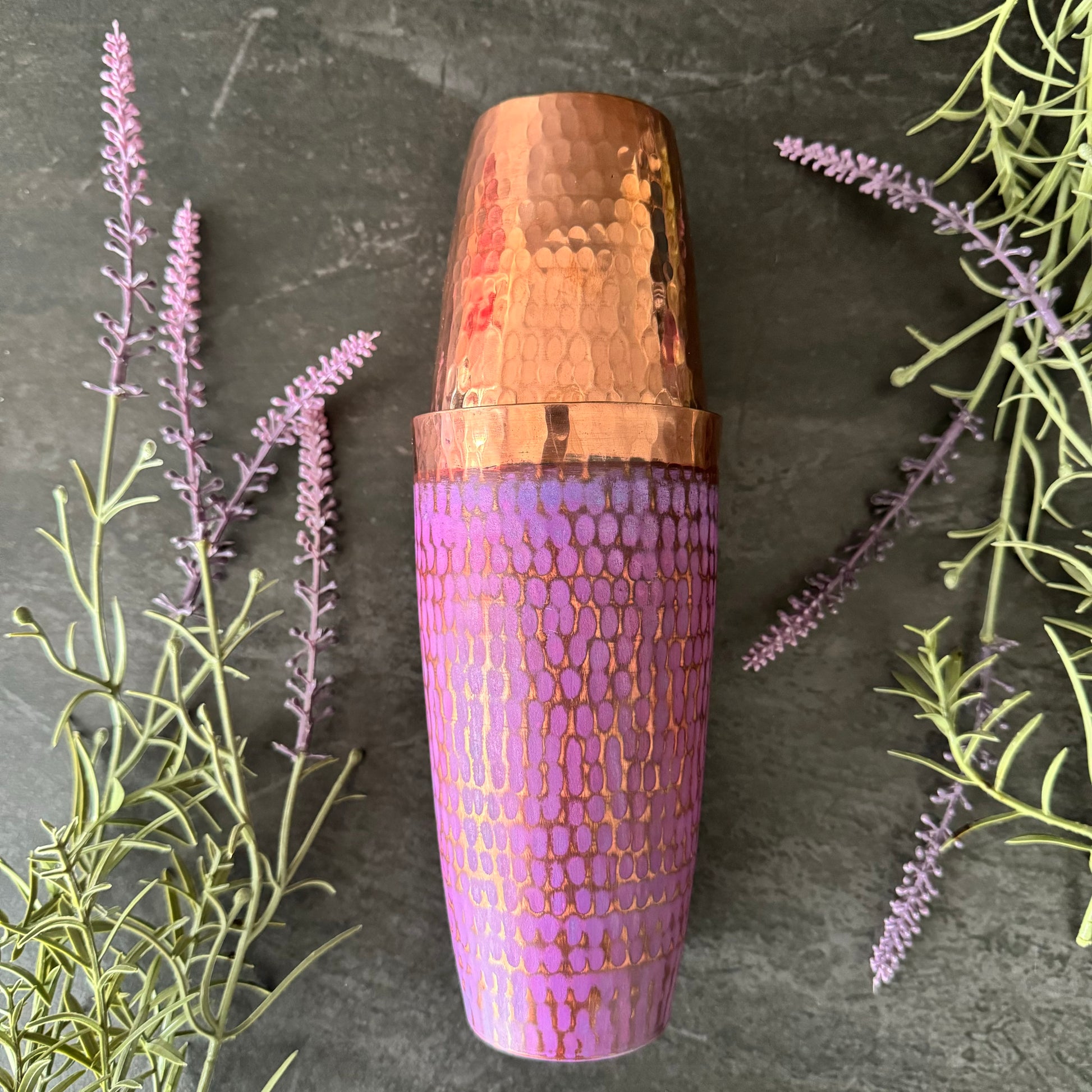 Mexican Handmade Copper 24 oz. Boston Shaker- Lavender CoLores Decor | Mexican Artisan Decor