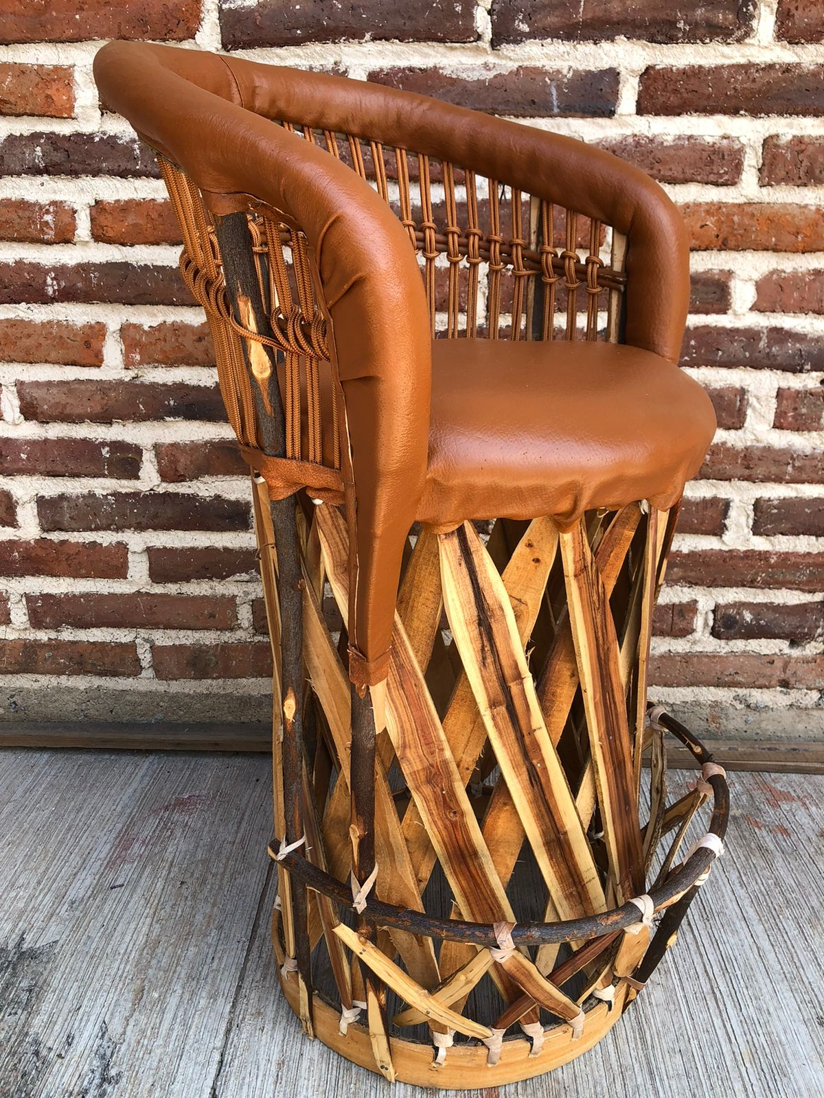 Mexican Handmade Cushioned Equipal Acapulco Barstool Chair-  Traditional MeXican Artisan Fashion & Design