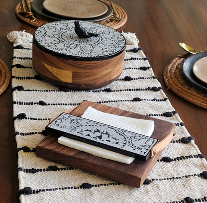 Mexican Handmade Parota Wood Tortilla Warmer - Olinala Colores Decor l Mexican Artisan Decor