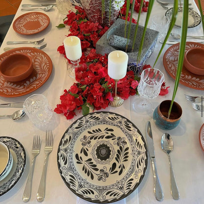 Mexican Porcelain 20-Piece BLACK Talavera Dinnerware Set CoLores Decor l Mexican Artisan Decor