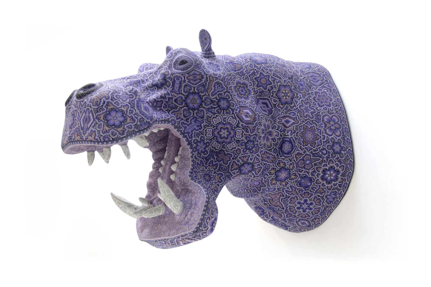 Huichol Bead Wall Decor Sculptures- Hippopotamus CoLores Decor | Mexican Artisan Decor
