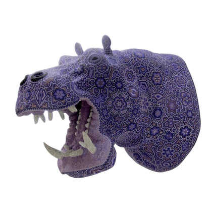 Huichol Bead Wall Decor Sculptures- Hippopotamus CoLores Decor | Mexican Artisan Decor