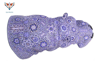 Huichol Bead Wall Decor Sculptures- Hippopotamus CoLores Decor | Mexican Artisan Decor