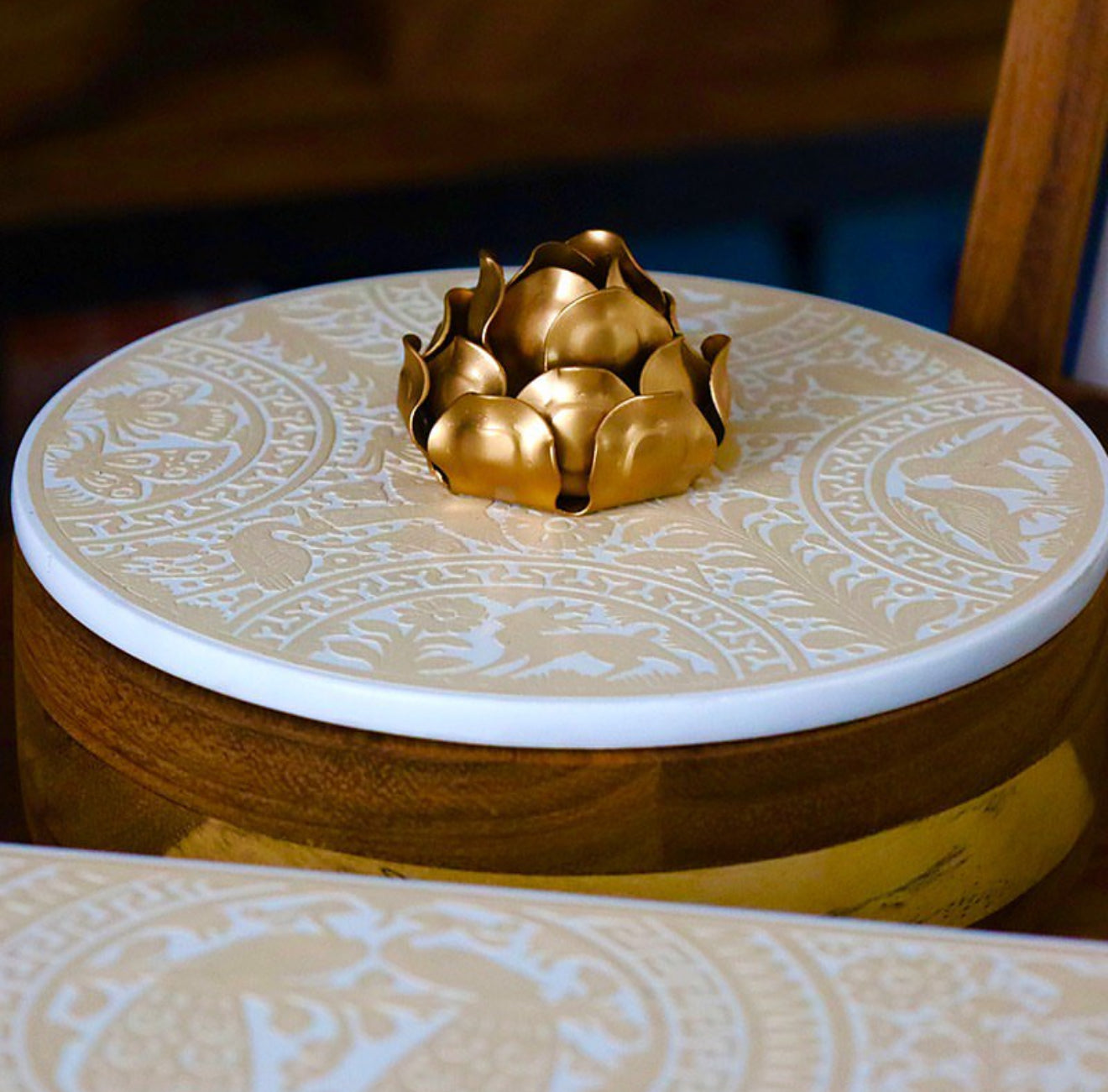 Mexican Handmade Parota Wood Tortilla Warmer - Olinala Colores Decor l Mexican Artisan Decor