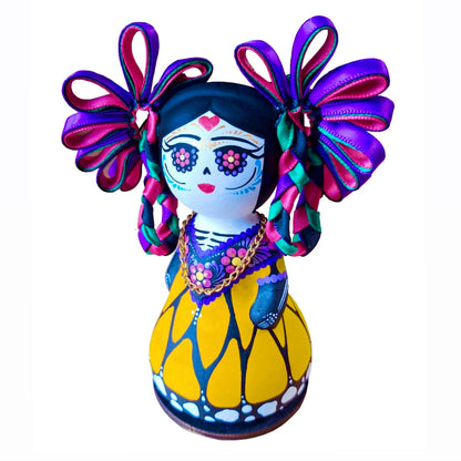 Mexican Handmade Clay Folklore Figurines- La Catrina CoLores Decor l Mexican Artisan Decor