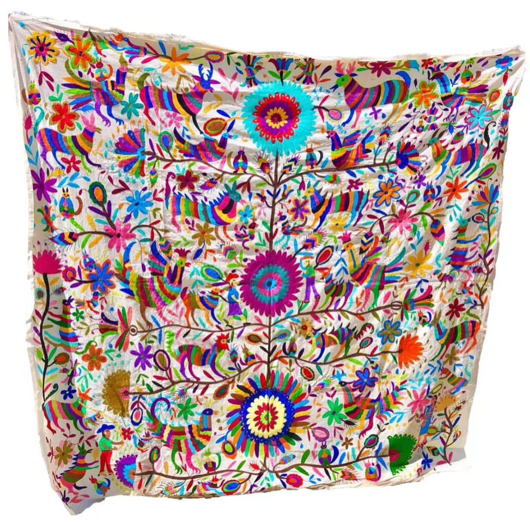 Hand Embroidered Otomi Tenango de Doria Tablecloth | CoLores Decor ...