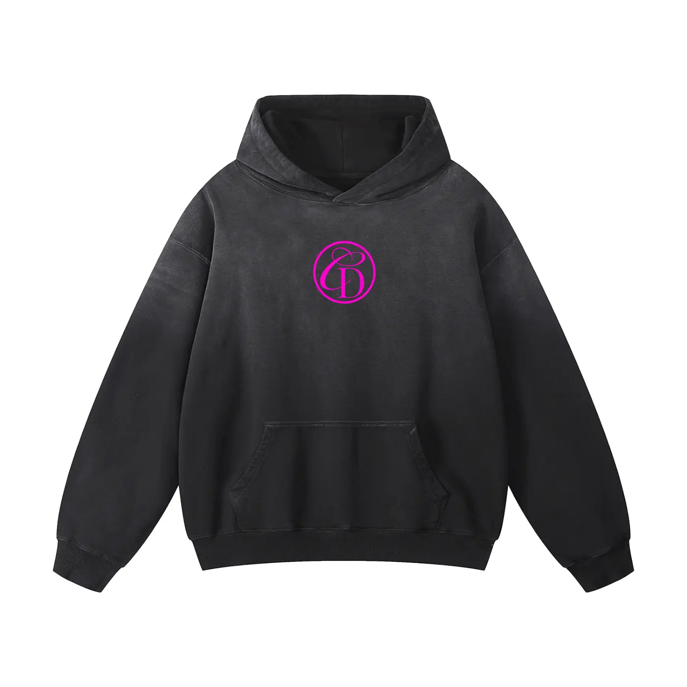 Heavyweight Sunfade Oversized Hoodie- IN LOVE BLACK ODMPOD