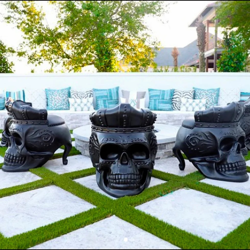 Mexican Modern Outdoor Waterproof Polymer Patio Chair- Calavera Skull CoLores Decor