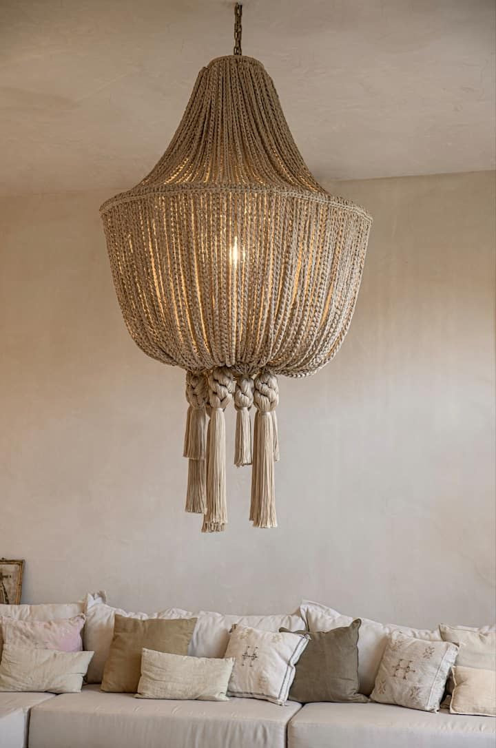 Mexican Handmade Braided Tassel Chandelier-  Eli CoLores Decor | Mexican Artisan Decor