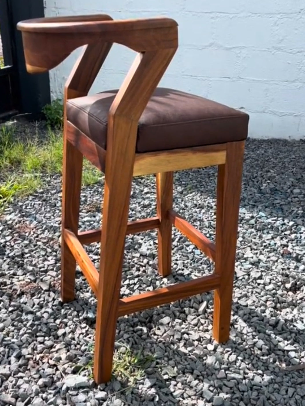 Parota Wood Leather Barstools- Maby CoLores Decor