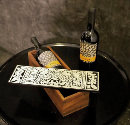 Mexican Handmade Parota Wood Wine Carrier Storage Box - Olinala 2.0 Colores Decor l Mexican Artisan Decor