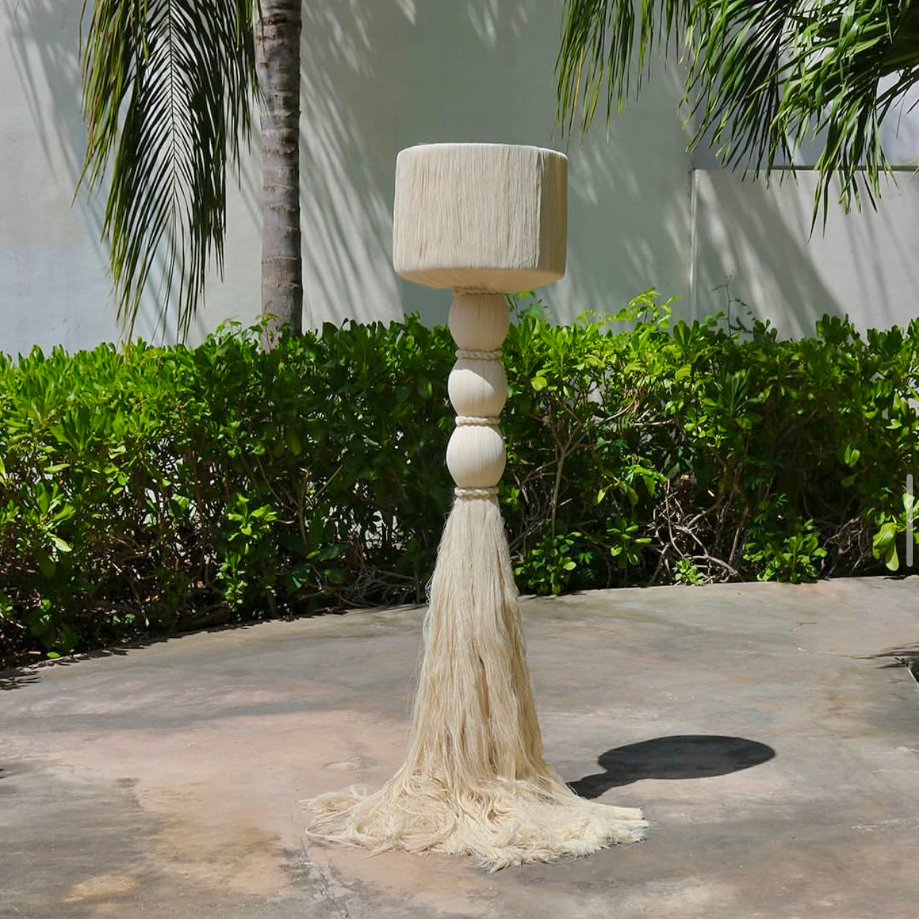 Mexican Handmade 5 Foot 8" Raw Cotton Floor Lamp- Tobijoloch CoLores Decor | Mexican Artisan Decor
