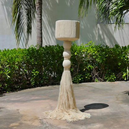 Mexican Handmade 5 Foot 8" Raw Cotton Floor Lamp- Tobijoloch CoLores Decor | Mexican Artisan Decor
