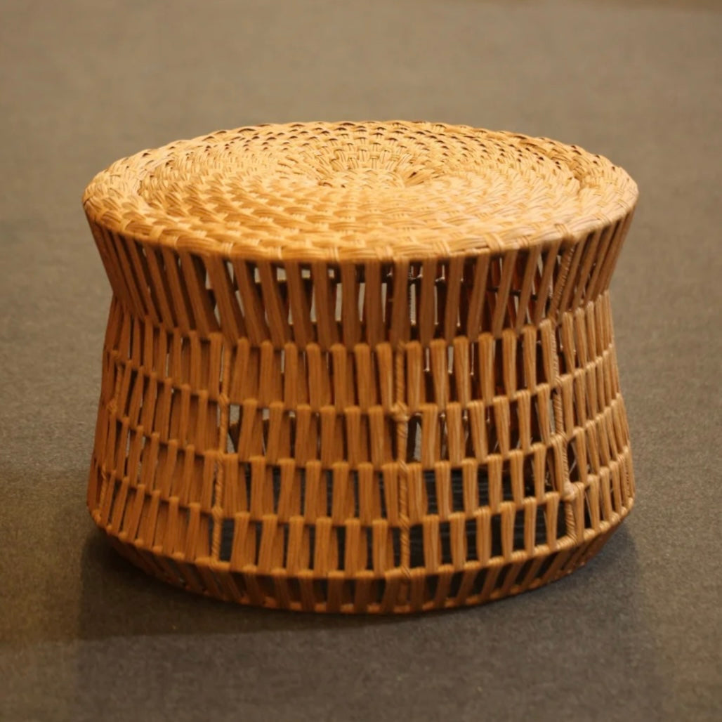 Mexican Handwoven 24" Outdoor Round Ottoman/Sidetable- Caracol CoLores Decor | Mexican Artisan Decor