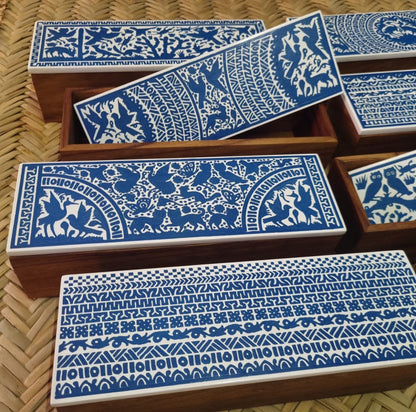 Mexican Handmade Parota Wood Wine Carrier Storage Box - Olinala 2.0 Colores Decor l Mexican Artisan Decor