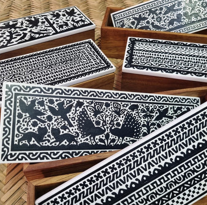 Mexican Handmade Parota Wood Wine Carrier Storage Box - Olinala 2.0 Colores Decor l Mexican Artisan Decor