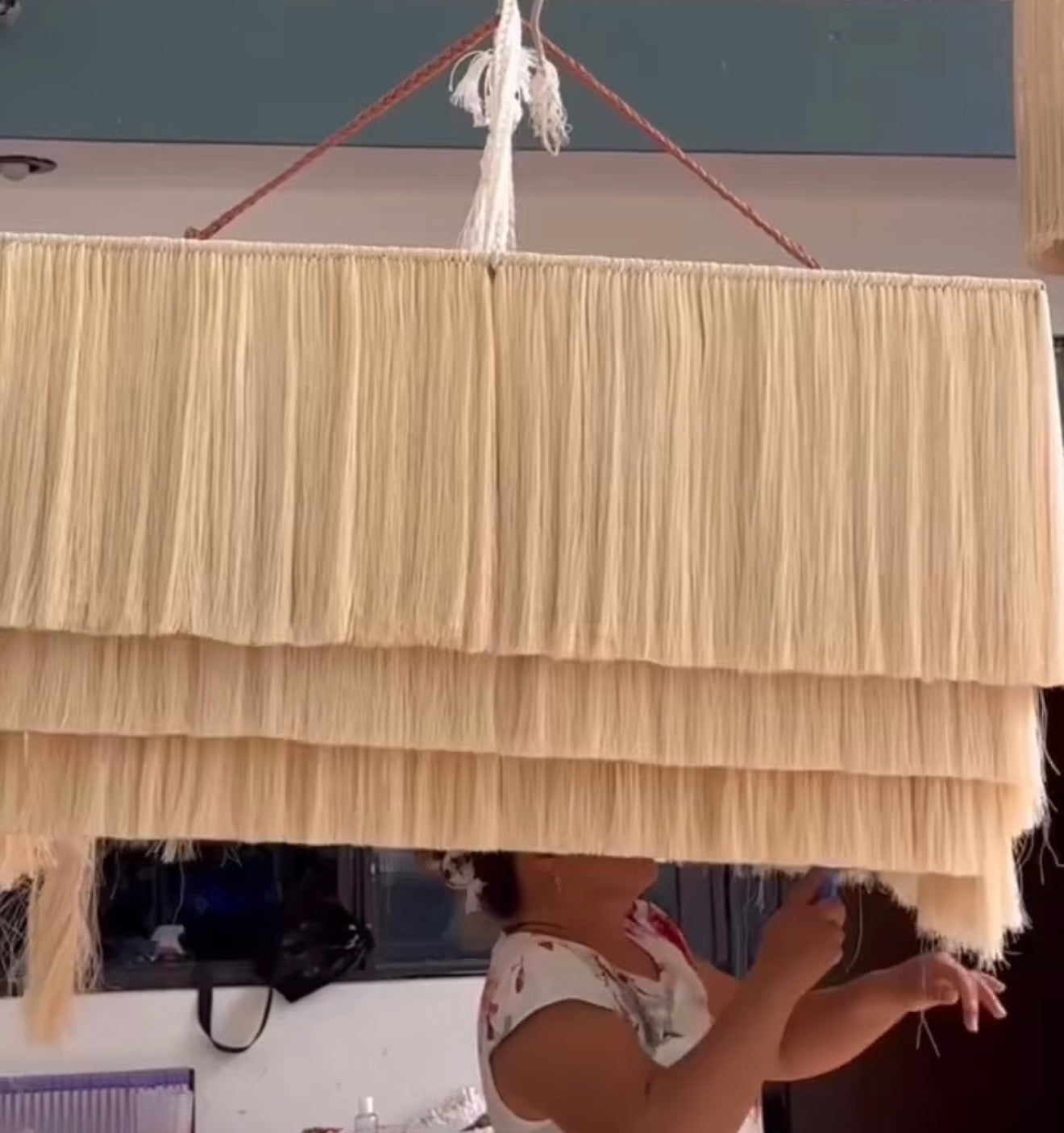 Mexican Handmade 3-Tier Henequen Chandelier-  Kinich Ahau "Sun God" CoLores Decor | Mexican Artisan Decor