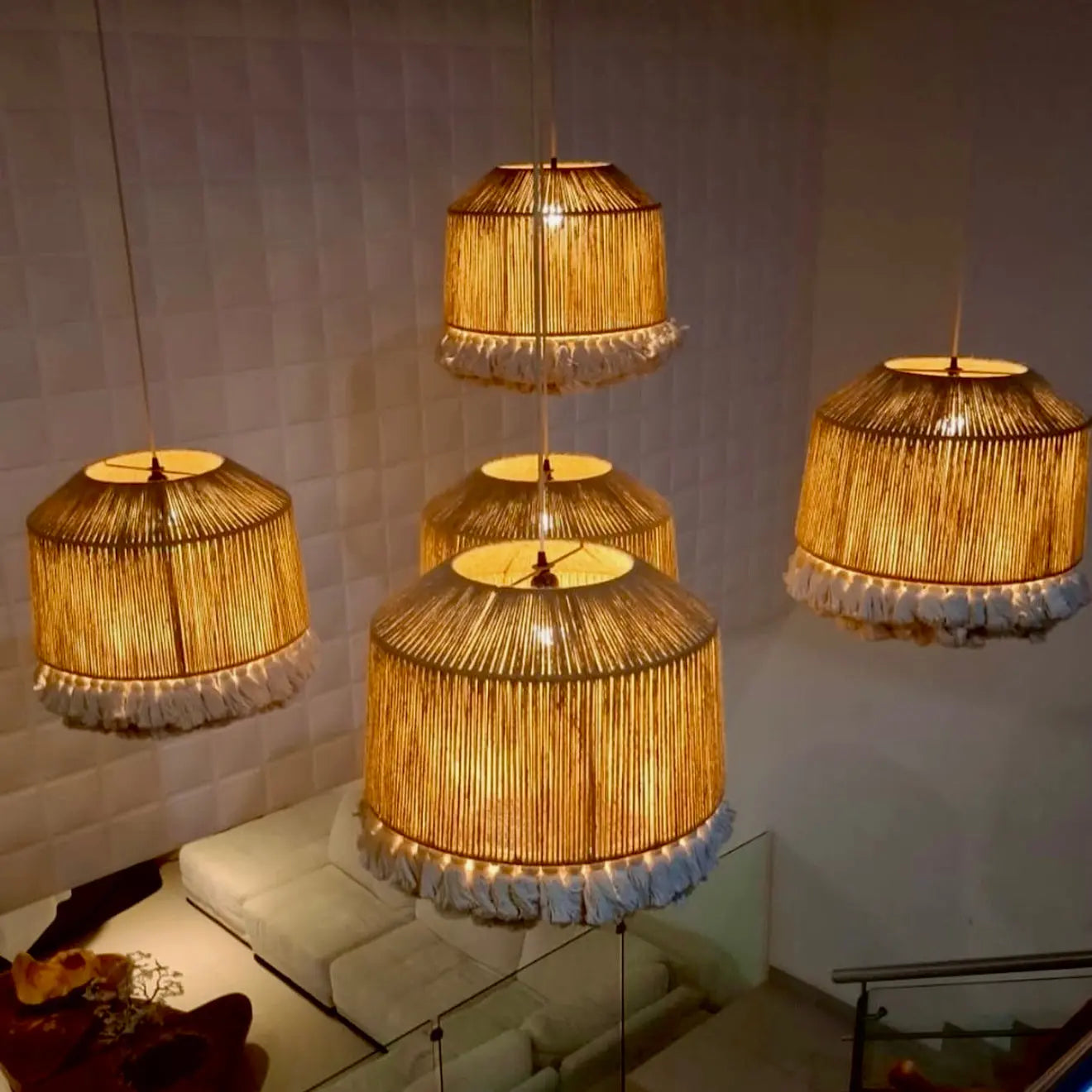 Mexican Chandelier Jute- YameL CoLores Decor | Mexican Artisan Decor