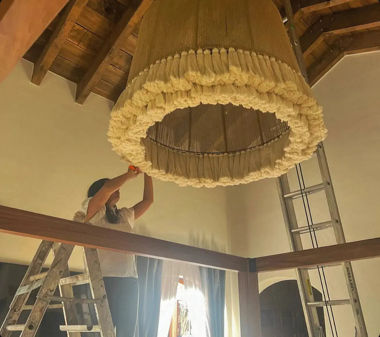 Mexican Chandelier Jute- YameL CoLores Decor | Mexican Artisan Decor