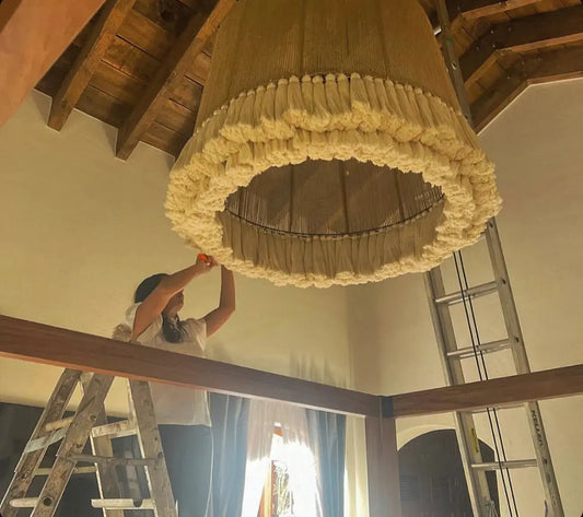 Mexican Chandelier Jute- YameL CoLores Decor | Mexican Artisan Decor