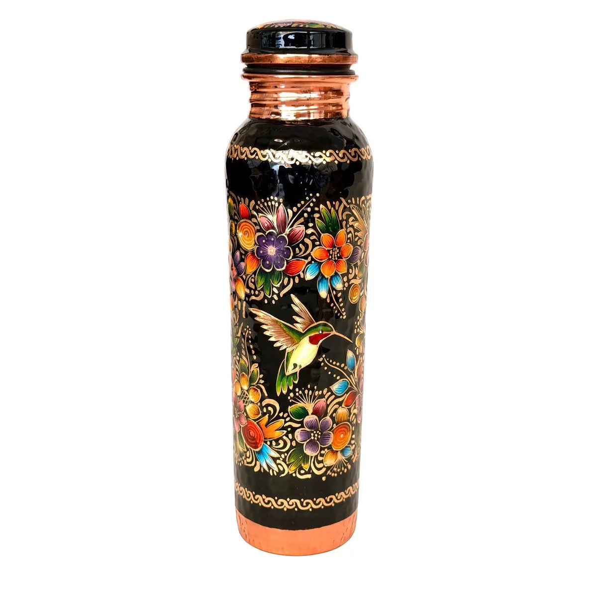 Mexican Copper 1 L / 33 oz. Water Bottle- Hand Painted Multi CoLibri CoLores Decor