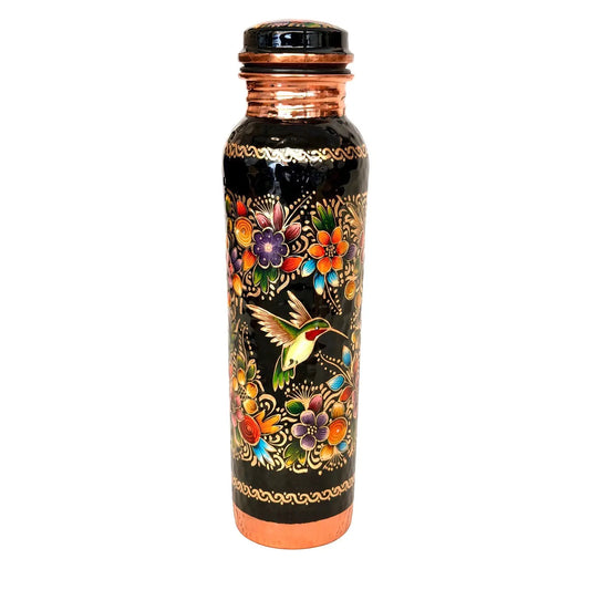 Mexican Copper 1 L / 33 oz. Water Bottle- Hand Painted Multi CoLibri CoLores Decor