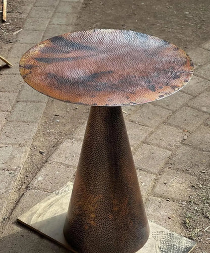 Mexican Hand Hammered 19 inch Copper Side Table- Letty CoLores Decor | Mexican Artisan Decor