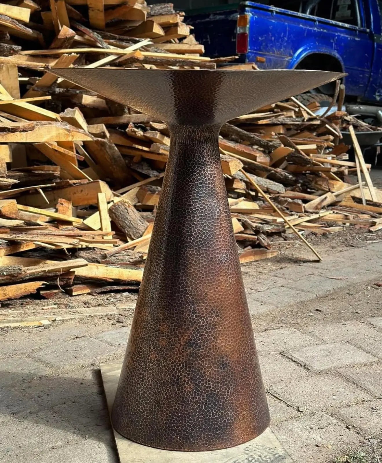 Mexican Hand Hammered 19 inch Copper Side Table- Letty CoLores Decor | Mexican Artisan Decor