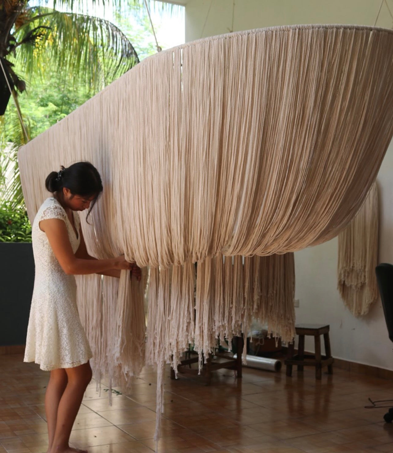 Mexican Handmade 2-Tier 12 Feet Length Tassel Chandelier- San Miguel CoLores Decor | Mexican Artisan Decor