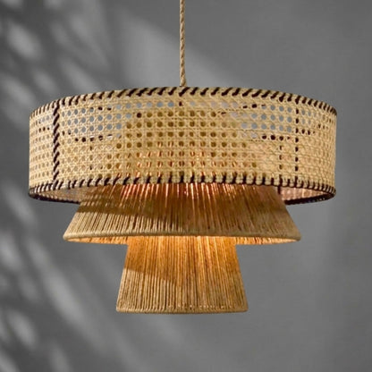 Mexican Handmade 3-Tier Yute Light Fixture-  Azomalli CoLores Decor | Mexican Artisan Decor