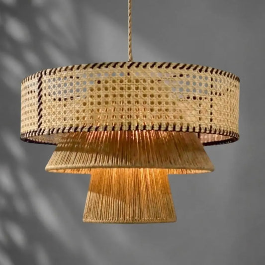 Mexican Handmade 3-Tier Yute Light Fixture-  Azomalli