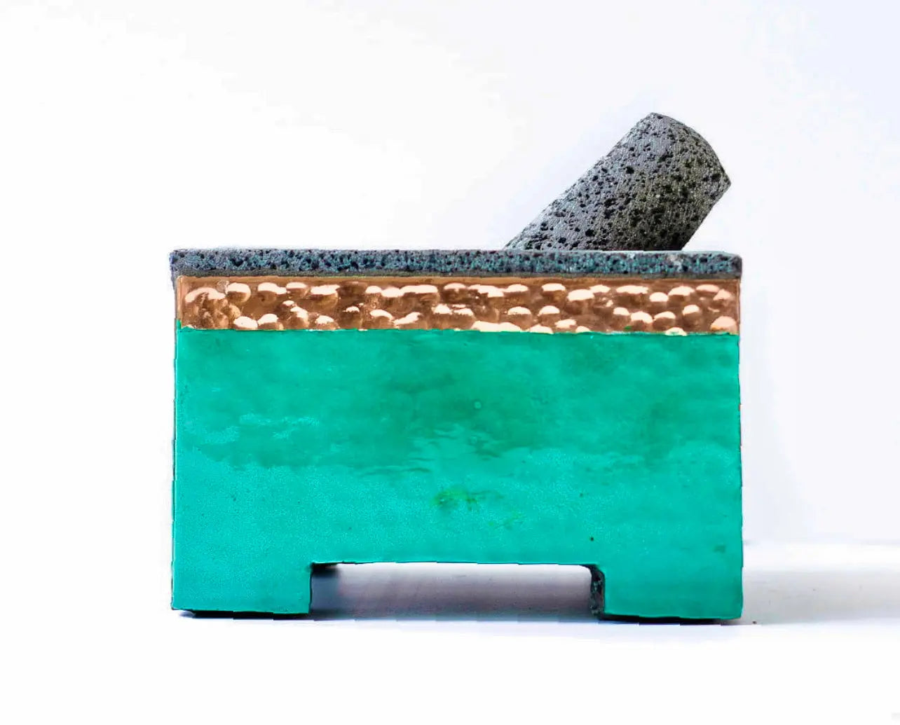 Mexican Handmade 7.8" Copper Molcajete- Verde CoLores Decor l Mexican Artisan Decor