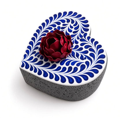 Mexican Handmade 7.8" Hand Painted Parota Wood Molcajete-  LARGE Blue 1.0 CoLores Decor l Mexican Artisan Decor