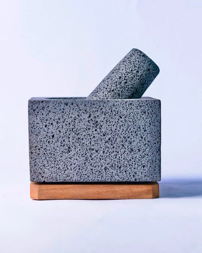 Mexican Handmade 7" Classic Molcajete- Square CoLores Decor l Mexican Artisan Decor