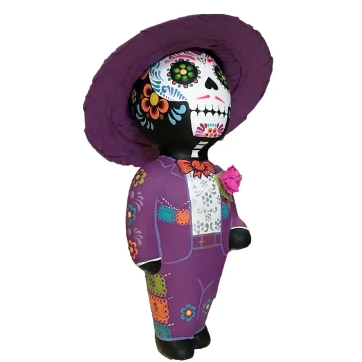 Mexican Handmade Clay Folklore Figurines- Catrin Papel Picado CoLores Decor l Mexican Artisan Decor