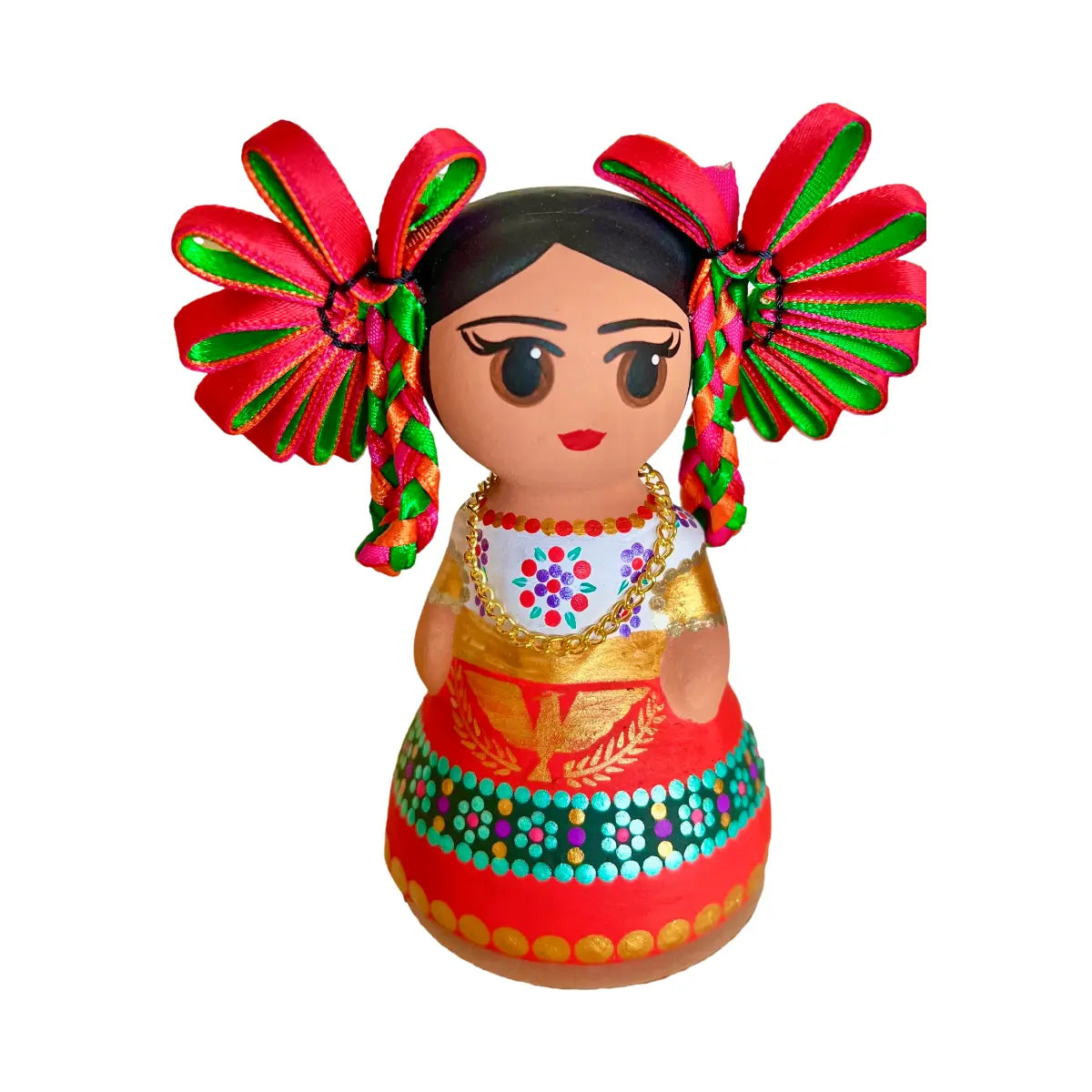 Mexican Handmade Clay Folklore Figurines- China Poblana CoLores Decor l Mexican Artisan Decor
