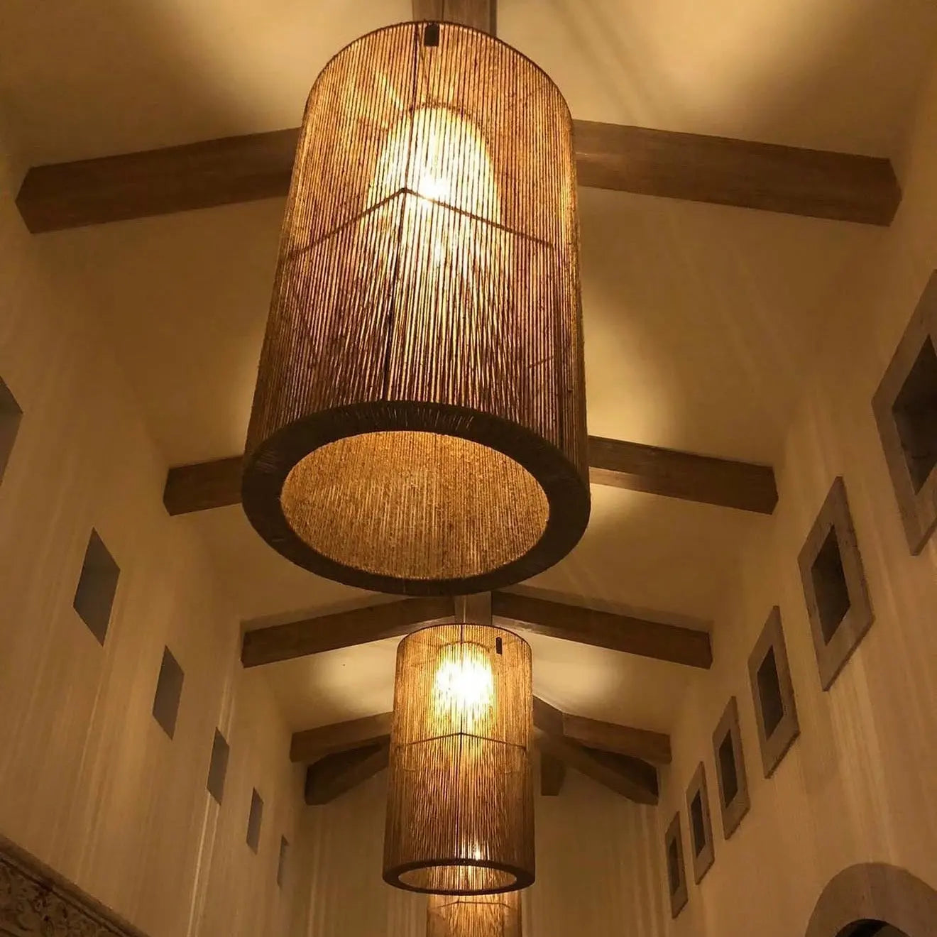 Mexican Handmade Jute Light Fixture- HaLia CoLores Decor | Mexican Artisan Decor