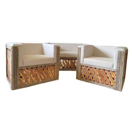 Mexican Handmade Outdoor Waterproof & Bleach Proof Loveseat Equipal- Los Cabos MeXican Artisan Fashion & Design