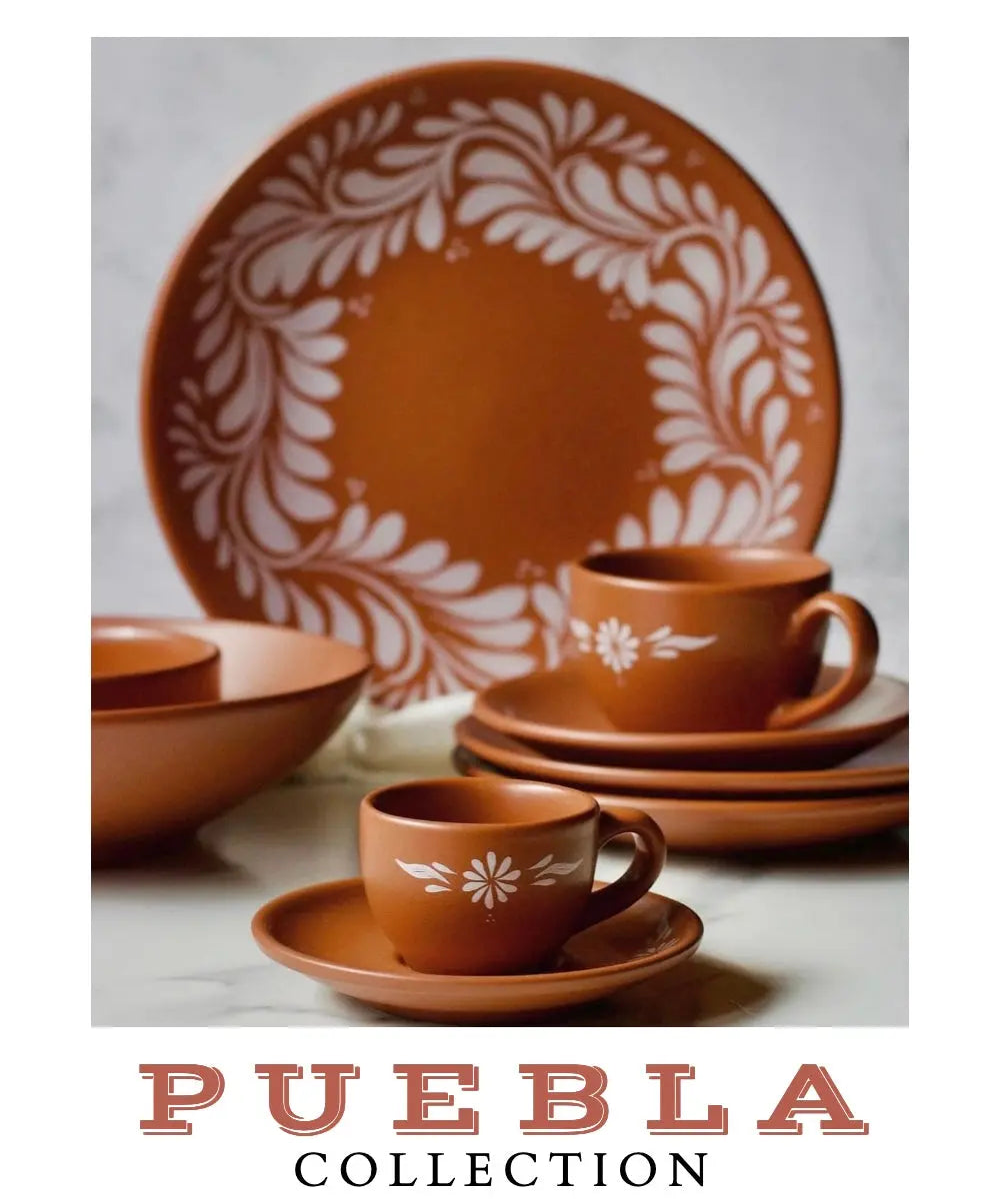 Mexican Porcelain Puebla Dinnerware Collection- Coffee Saucer 6" CoLores Decor l Mexican Artisan Decor