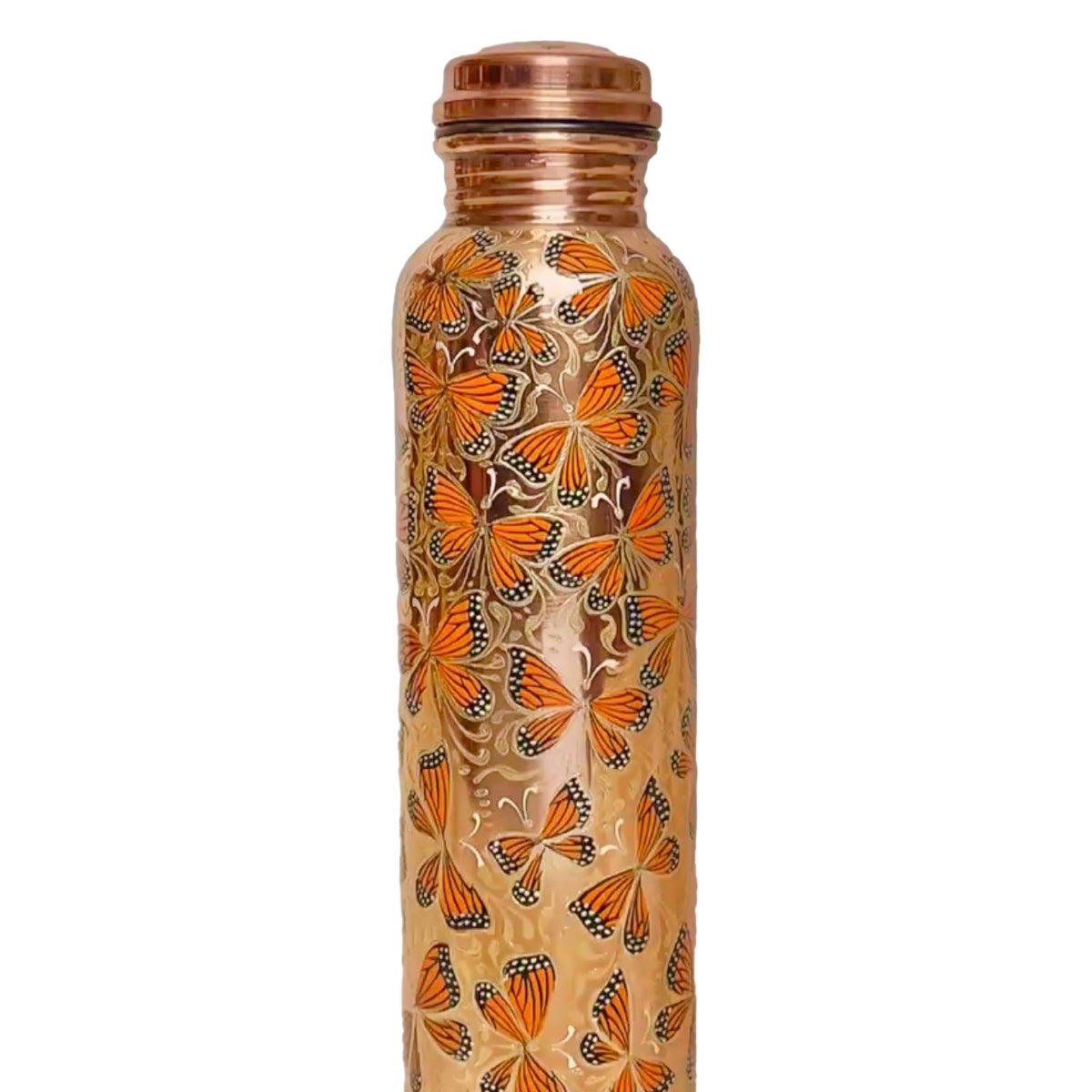 Mexican Copper 1 L / 33 oz. Water Bottle- Hand Painted Monarca CoLores Decor