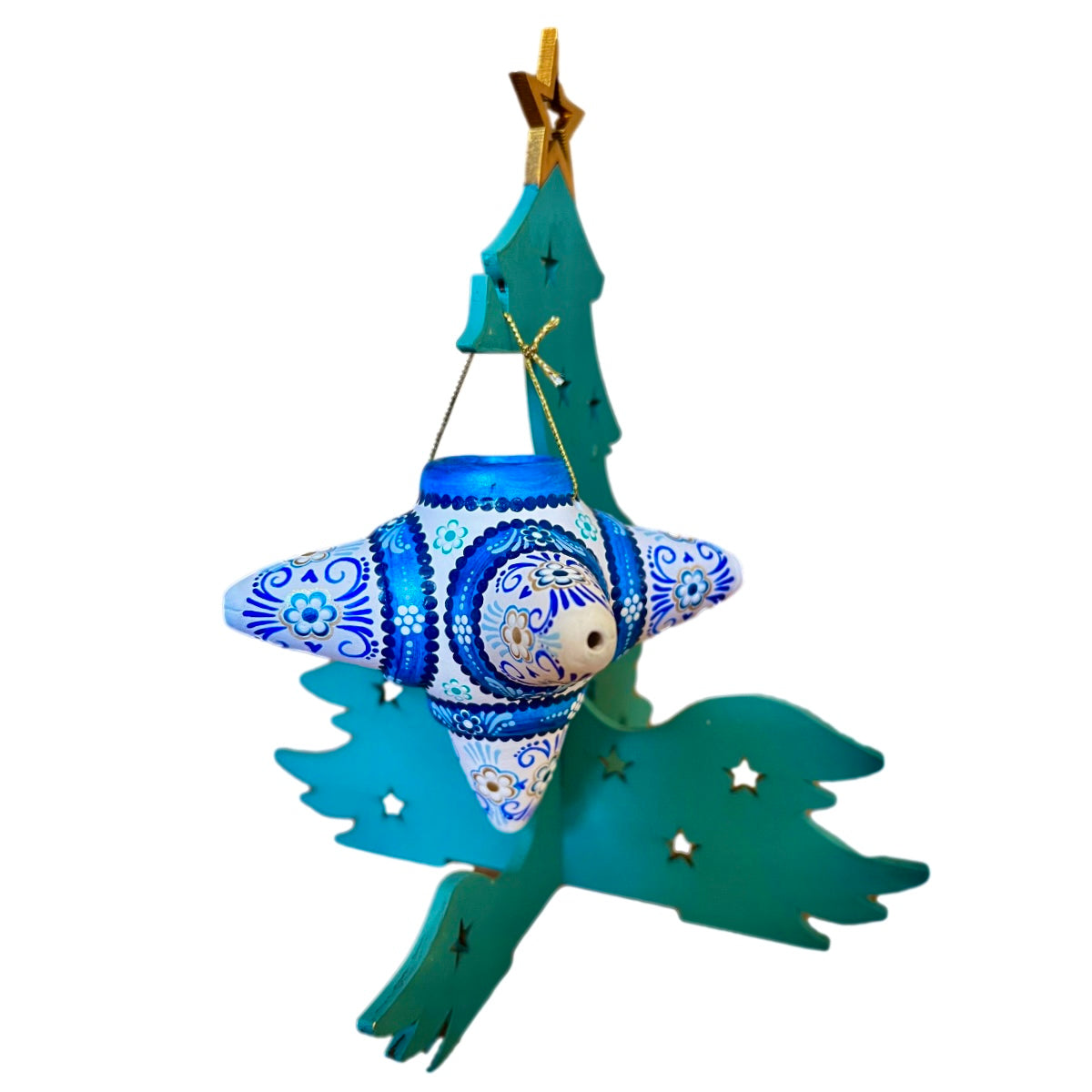Mexican Handmade Ceramic Piñata Ornament- Talavera Azul MeXican Artisan Fashion & Design