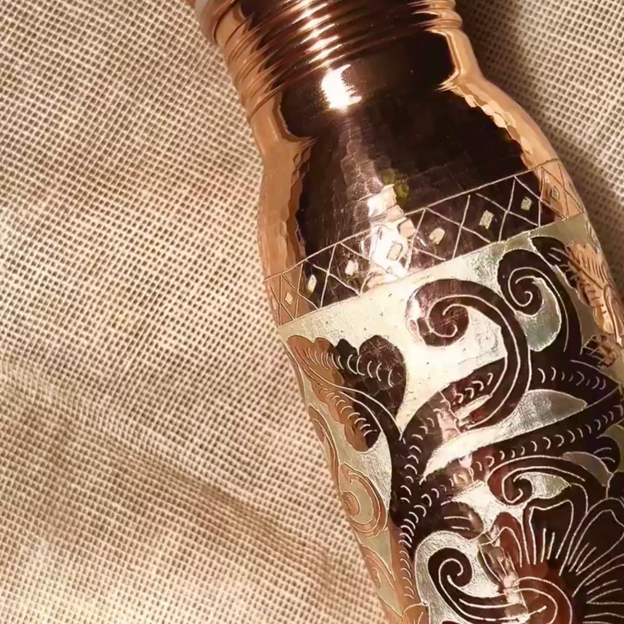 Mexican Copper 1 L / 33 oz. Water Bottle- Embossed Gloss CoLores Decor