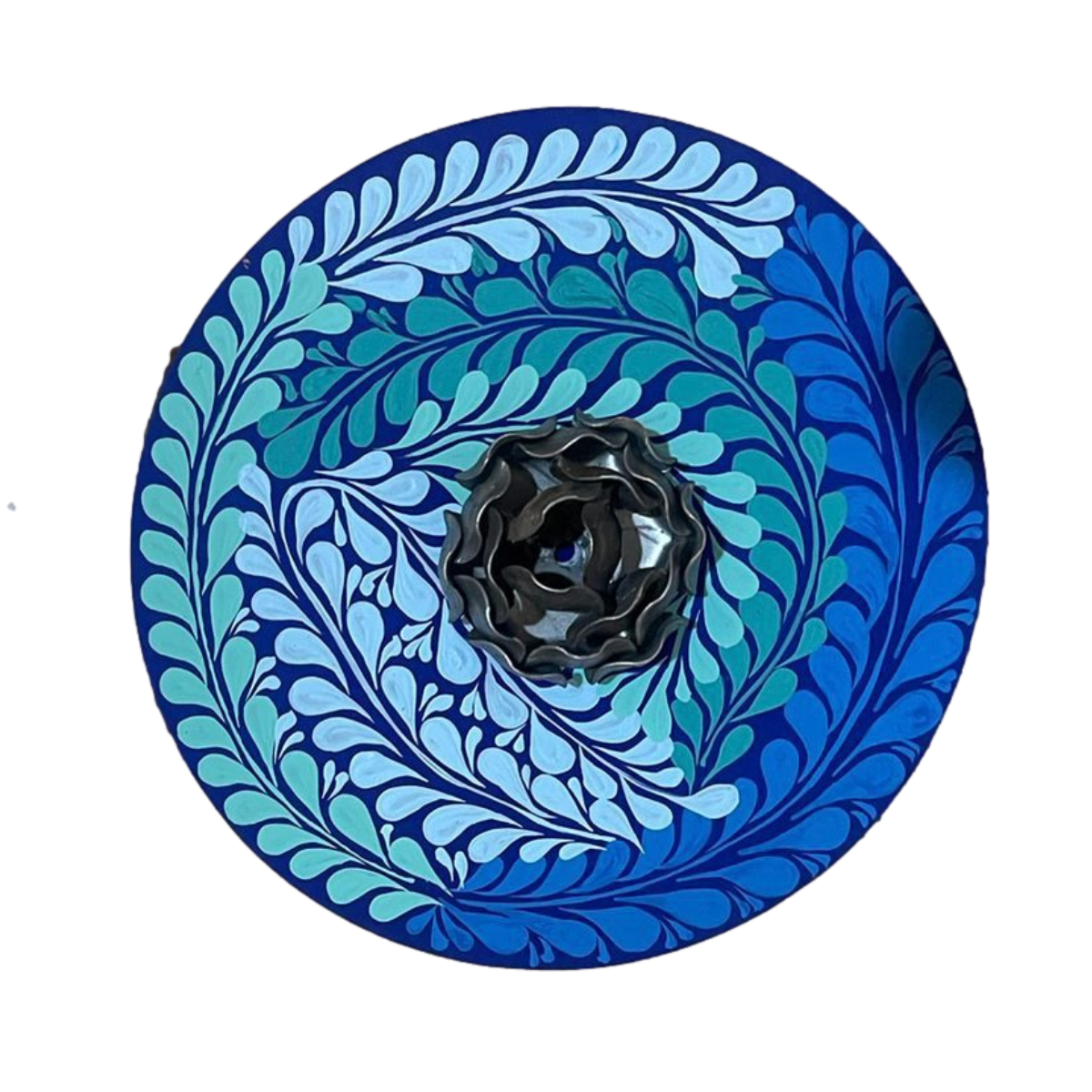 Mexican Handmade Parota Wood Tortilla Warmer & Charcuterie Board 2 Piece Set- Blue/Black Rose MeXican Artisan Fashion & Design