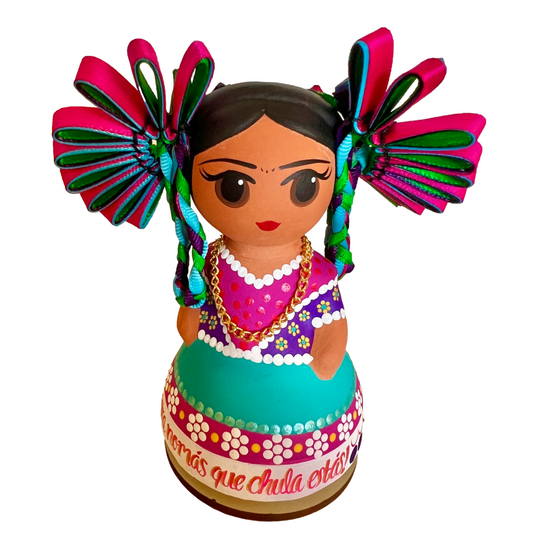 Mexican Handmade Clay Folklore Figurines- Frida Kahlo Chula Estas MeXican Artisan Fashion & Design