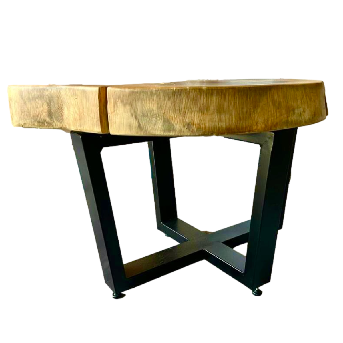 Mexican Parota Wood Wrought Iron Base Table 35.8" L x 29" W - Romina Coffee Table MeXican Artisan Fashion & Design